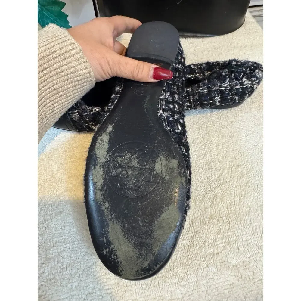 TORY BURCH Serena Reva Boucle Tweed Ballet Flat Sz 8.5 (sh3000thrifty)